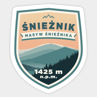 Śnieżnik mountain peak in Śnieżnik range, Poland badge Sticker